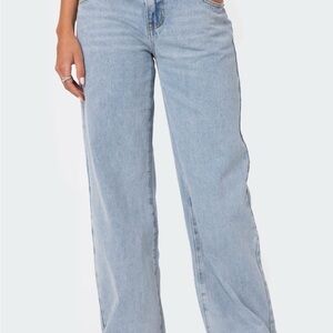 Edikted Petite Raelynn Washed Low Rise Jeans